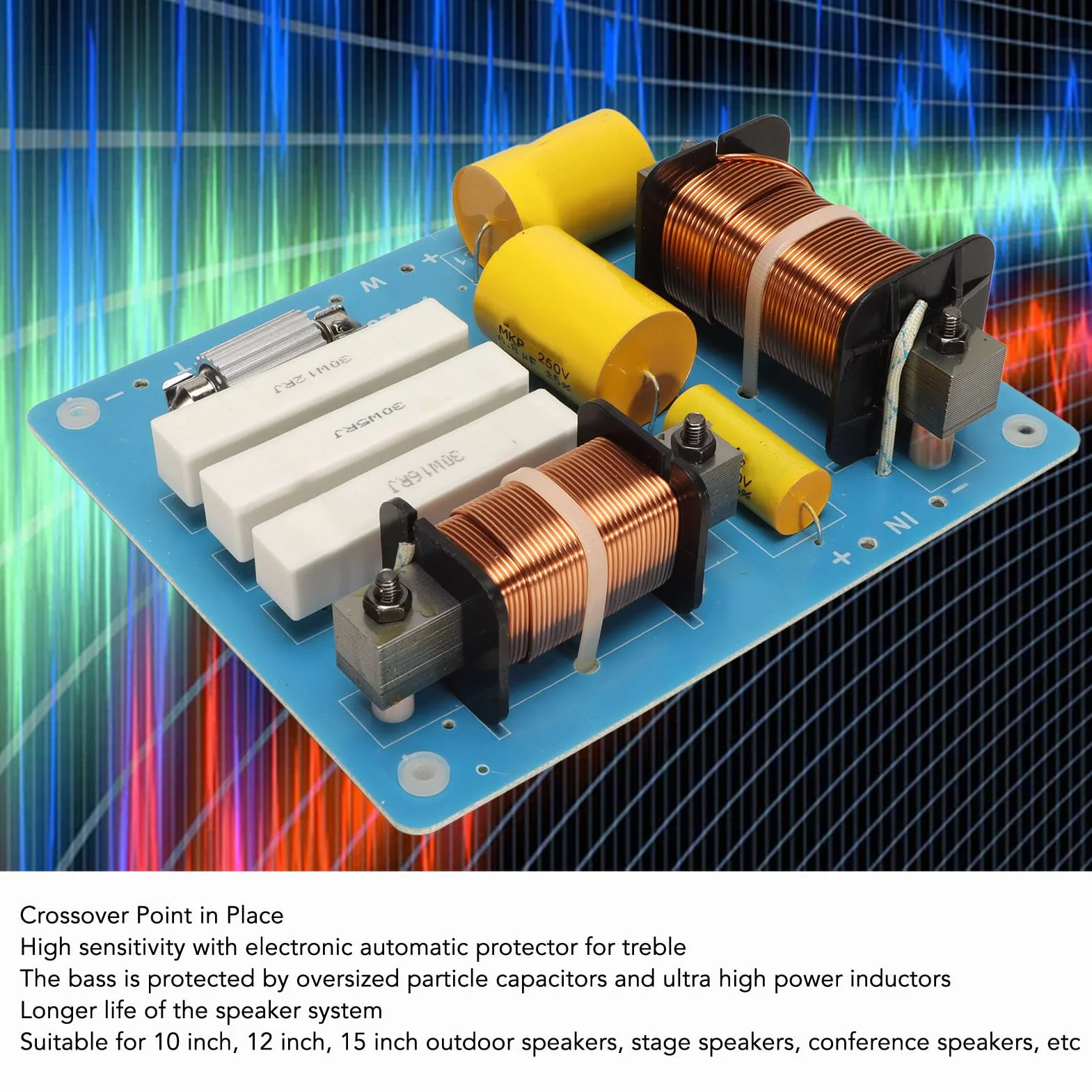 Crossover a 2 Vie 600-800W 1500-3500Hz Altoparlante a 2 Vie Crossover Altoparlanti Bassi Acuti Divisore di Frequenza per Altoparlanti per Conferenze da Palcoscenico da 10 Pollici 12 Pollici 15 Pollici