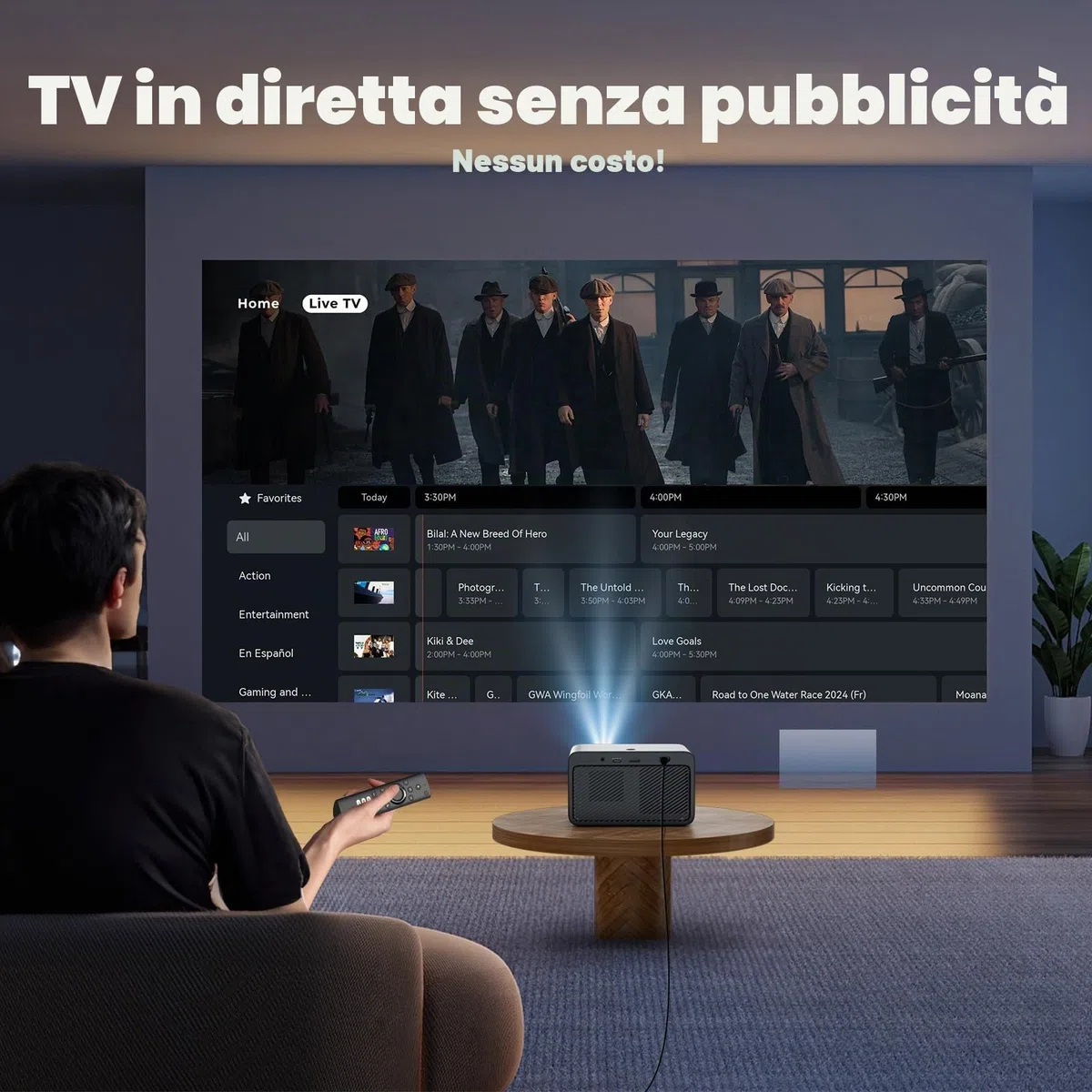 Proiettore 4K [800+ app per Netflix, browser e TV in diretta, configurazione AI Car e controllo CEC] Full HD 1080P 1300 ANSI Lisowod Smart Projector con WiFi 6, Bluetooth 5.2, Dolby Audio, Home Cinema