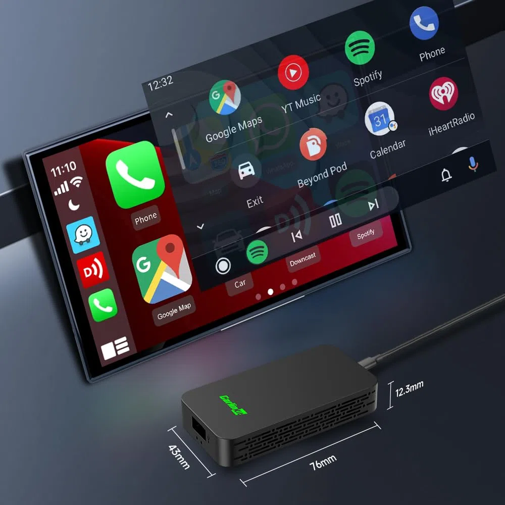 Carlinkit 5.0 Wireless adattatore 2 in 1, adatto per auto con Apple CarPlay e Android Auto, Convert Wired Carplay to senza fili, Wired AA to Wireless Android Auto