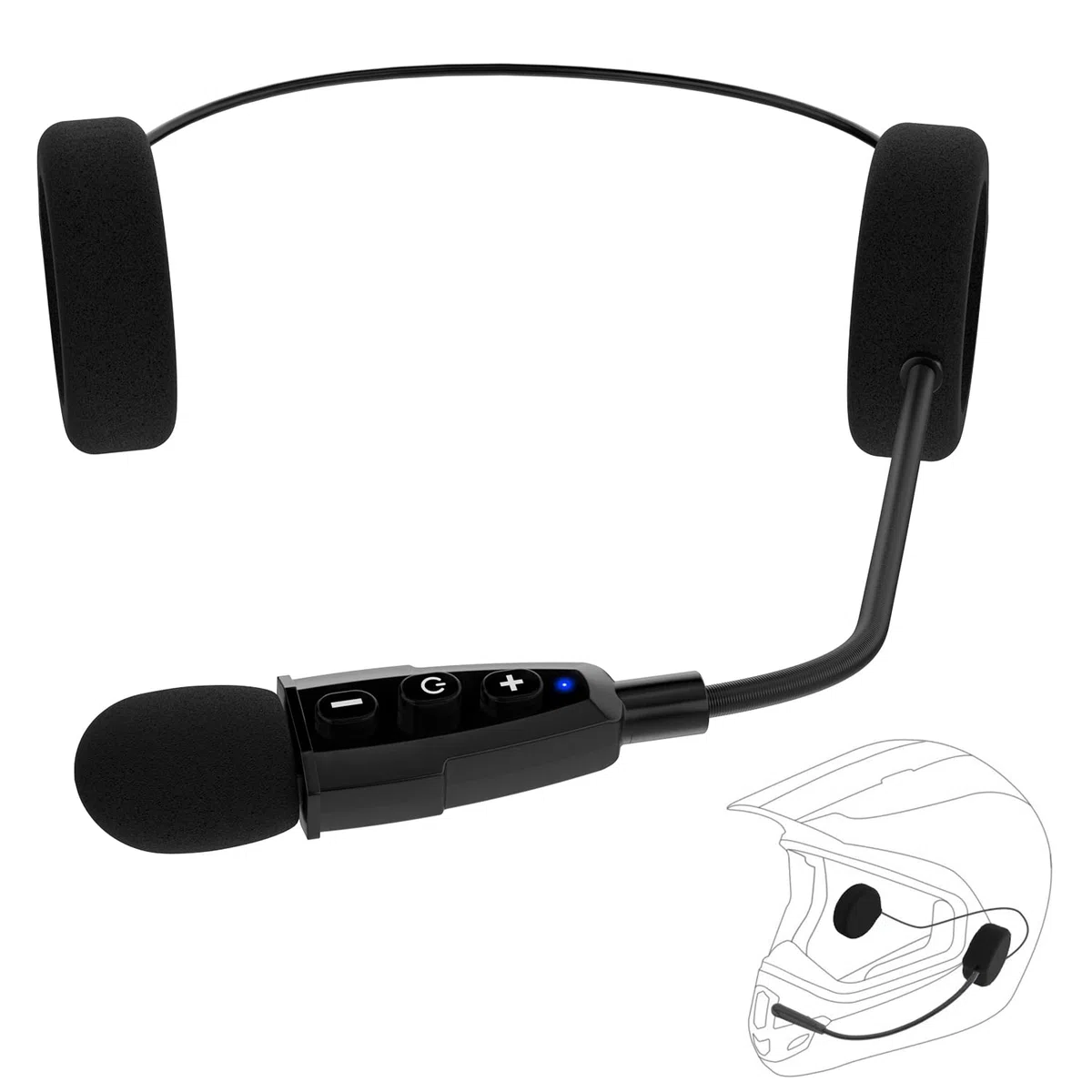 QSPORTPEAK Cuffia per Casco Moto Auricolari Cuffie Bluetooth Musica Stereo, E1+ Bluetooth 5.1 Navigatore e MP3, Raggio di 10m, Interfono Cuffia e Microfono Sportivo Sci Bicicletta Arrampicata