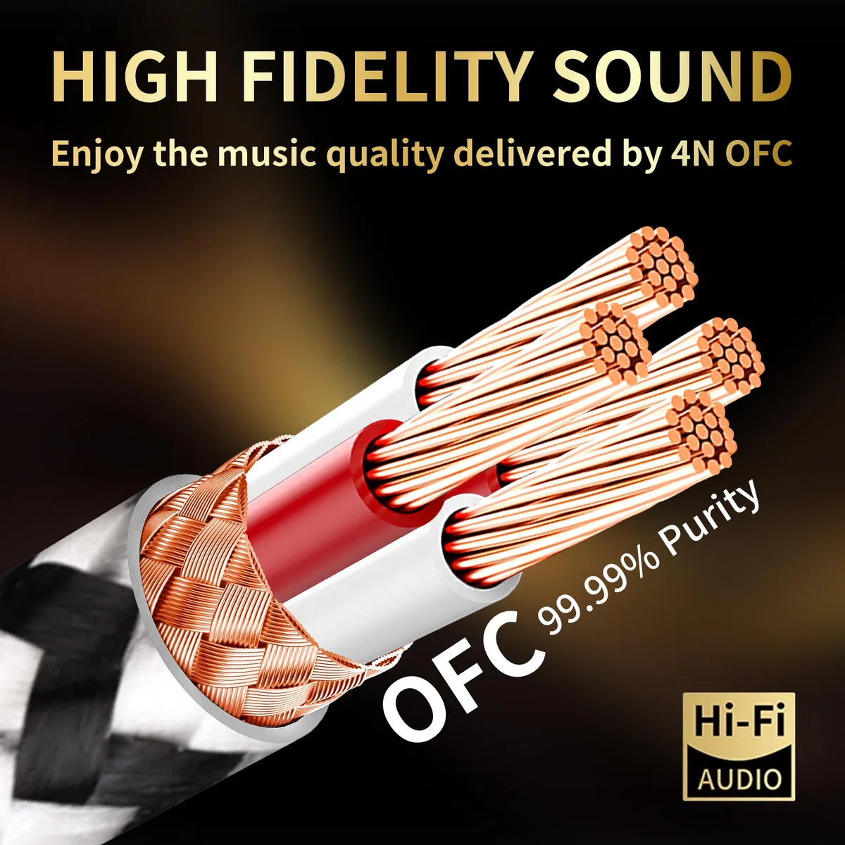 Audiophile - Cavo HiFi USB-C a AUX da 3,5 mm, 1,8 m, nucleo OFC 4N, spina placcata oro 24K, nylon intrecciato, compatibile con cuffie/amplificatori per auto/casa
