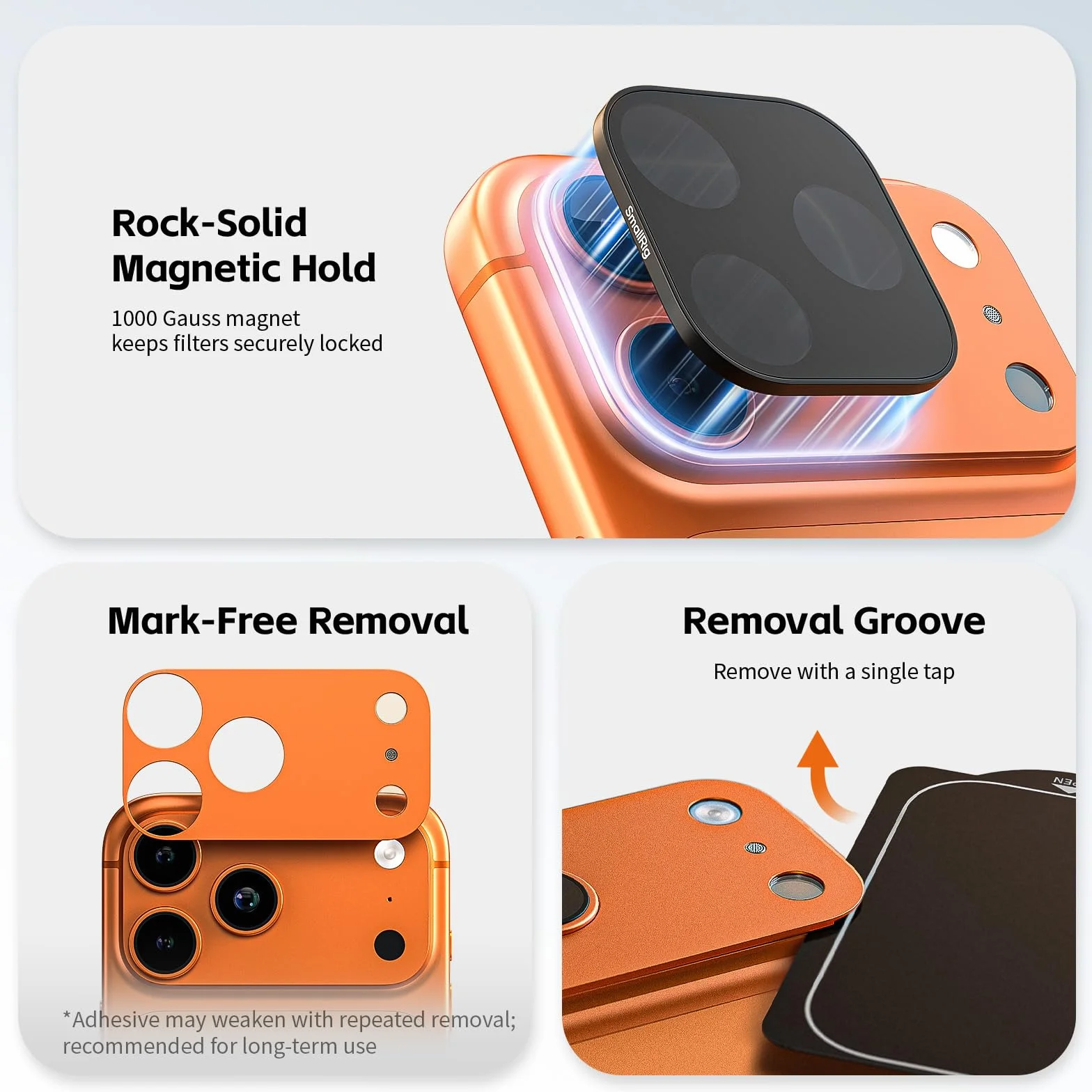 SMALLRIG Kit di Filtri Quadrati ND e Black Mist per iPhone 17 Pro Max, Filtri Magnetici per Obiettivo con Base di Montaggio, Filtro da 1/4"/ND2/ND4/ND8/ND16/ND32, Confezione da 6, Argento - 6077