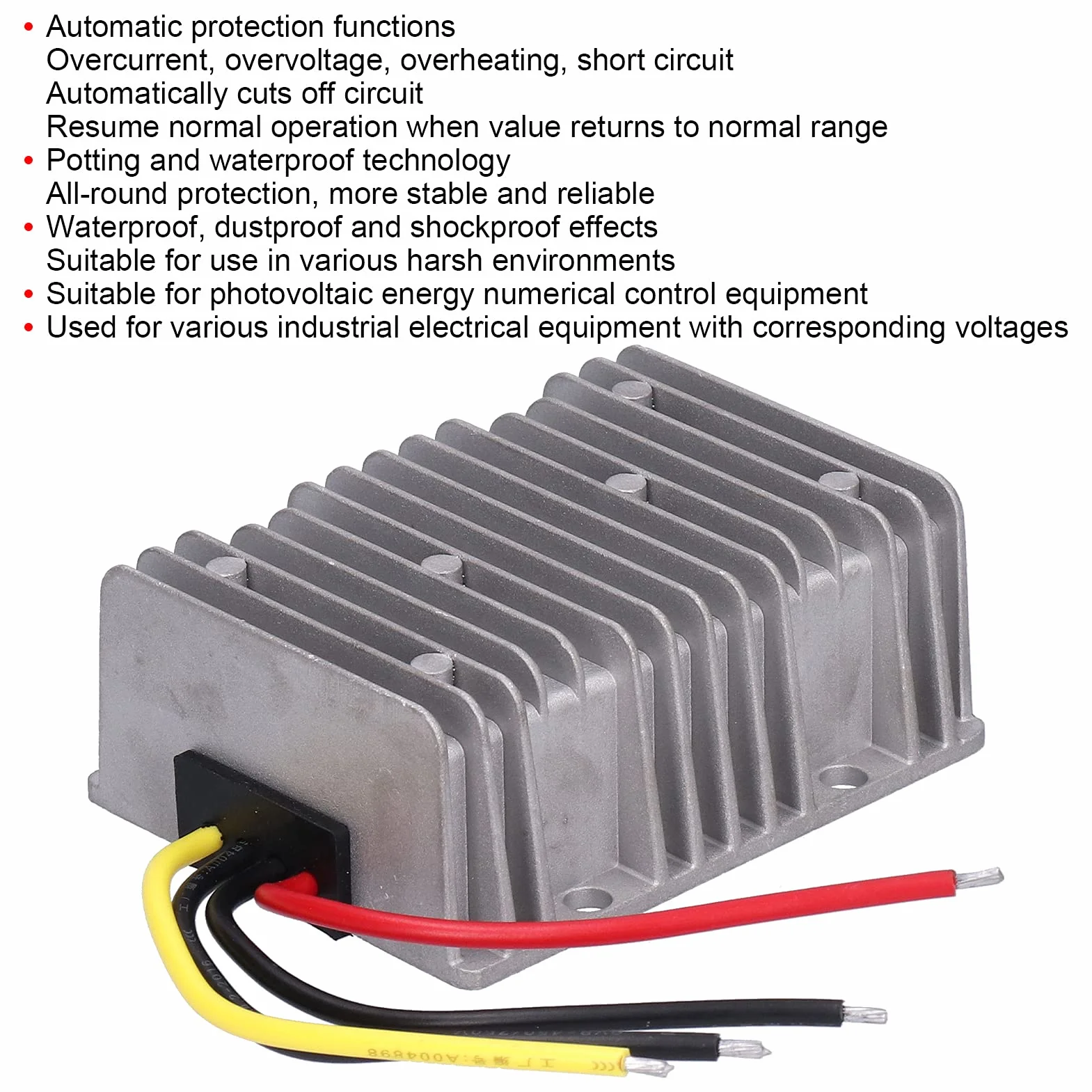 Buachois Convertitore DC/DC Riduttore Regolatore 36V/48V Step Down to DC 24V 30A 720W Convertitore Impermeabile con Porta USB Custodia Protettiva per Auto Car Truck
