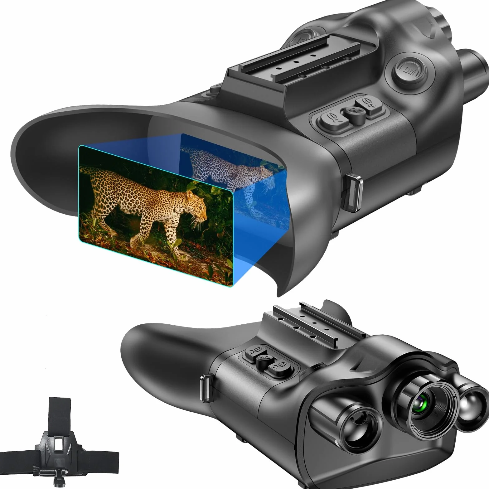 4K Visore Notturno Binocolo con Telemetro/Occhiali Montati sul Casco Visione Diurno, Montaggio sulla Testa,6000mAh 6X Zoom, Registrazione Foto e Riproduzione Video per Caccia Campeggio