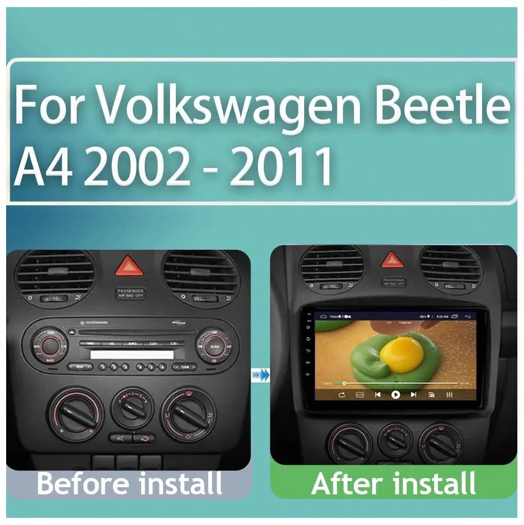 Radio Macchina Touch Screen per Volkswagen Beetle A4 2002-2011 Wireless Carplay Android Auto Stereo Auto Bluetooth Ips con Pantalla Táctil con Gps, 8 Nucleo 8G+256G