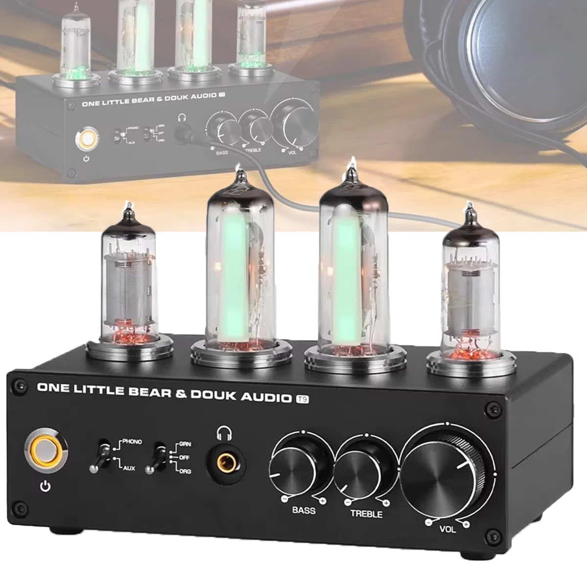Phono Preamplificatore Vacuum Tube con controllo del guadagno e manopola del volume per giradischi MM, stereo RCA/3,5 mm per sistemi audio domestici