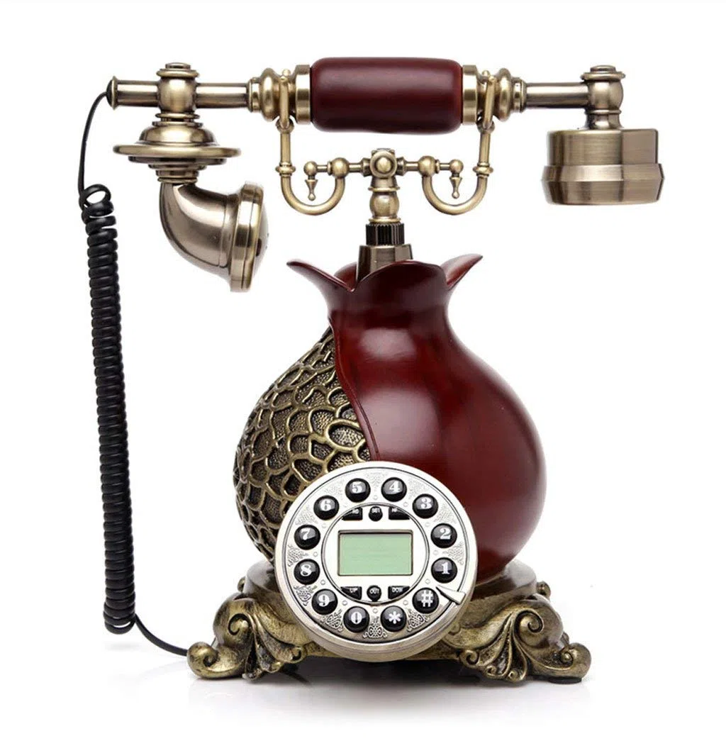 Telefono retrò/Telefono con manopola/Telefono in Stile/Telefono Vintage/Classico Cavo a Spirale da scrivania e suoneria Tradizionale