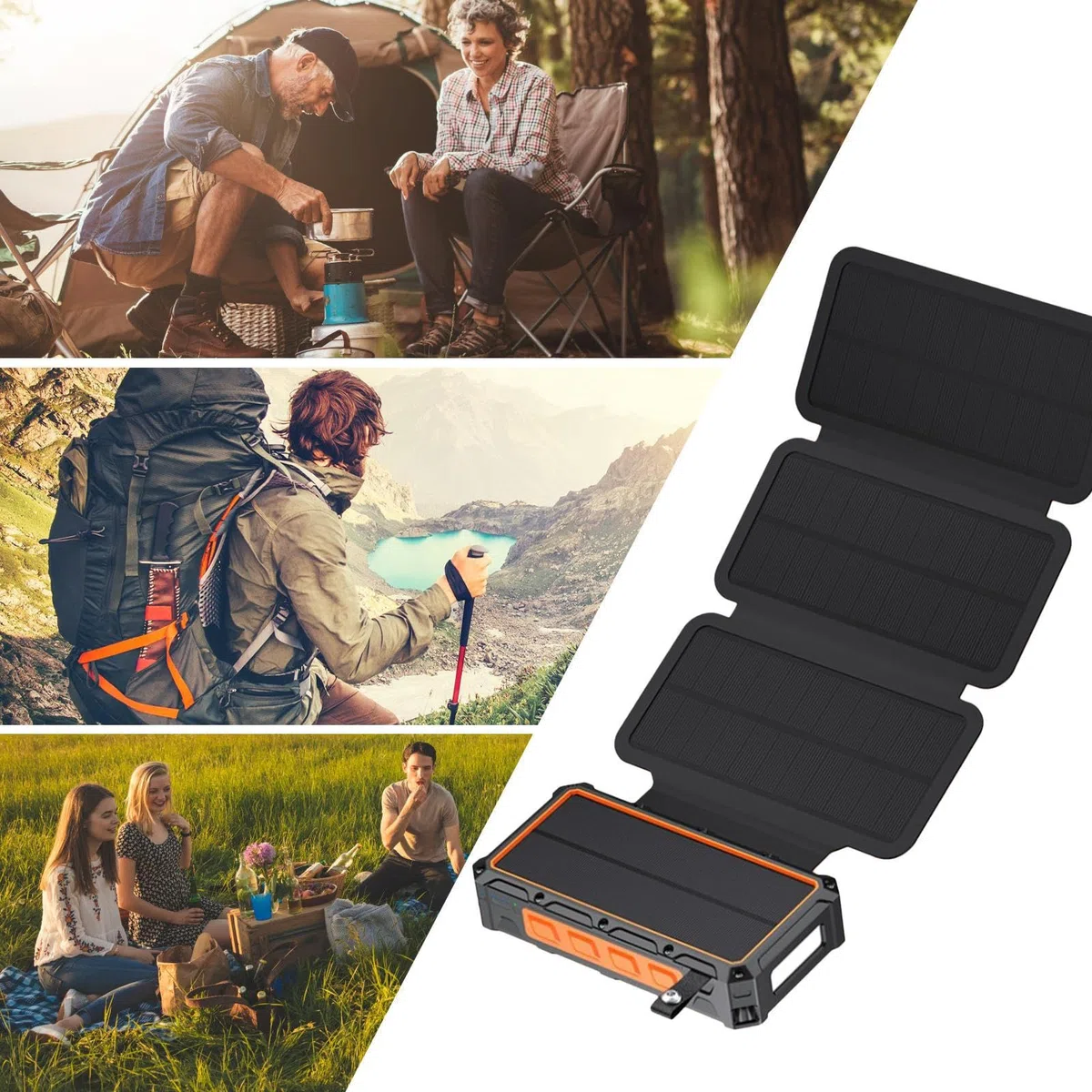 Power Bank Solare Integrata Luce LED Elettronico Wireless | Power Bank A Manovella Per Casa, Escursioni, Campeggio, Pesca, Uomo, Donna, Ragazzi, , Giovani