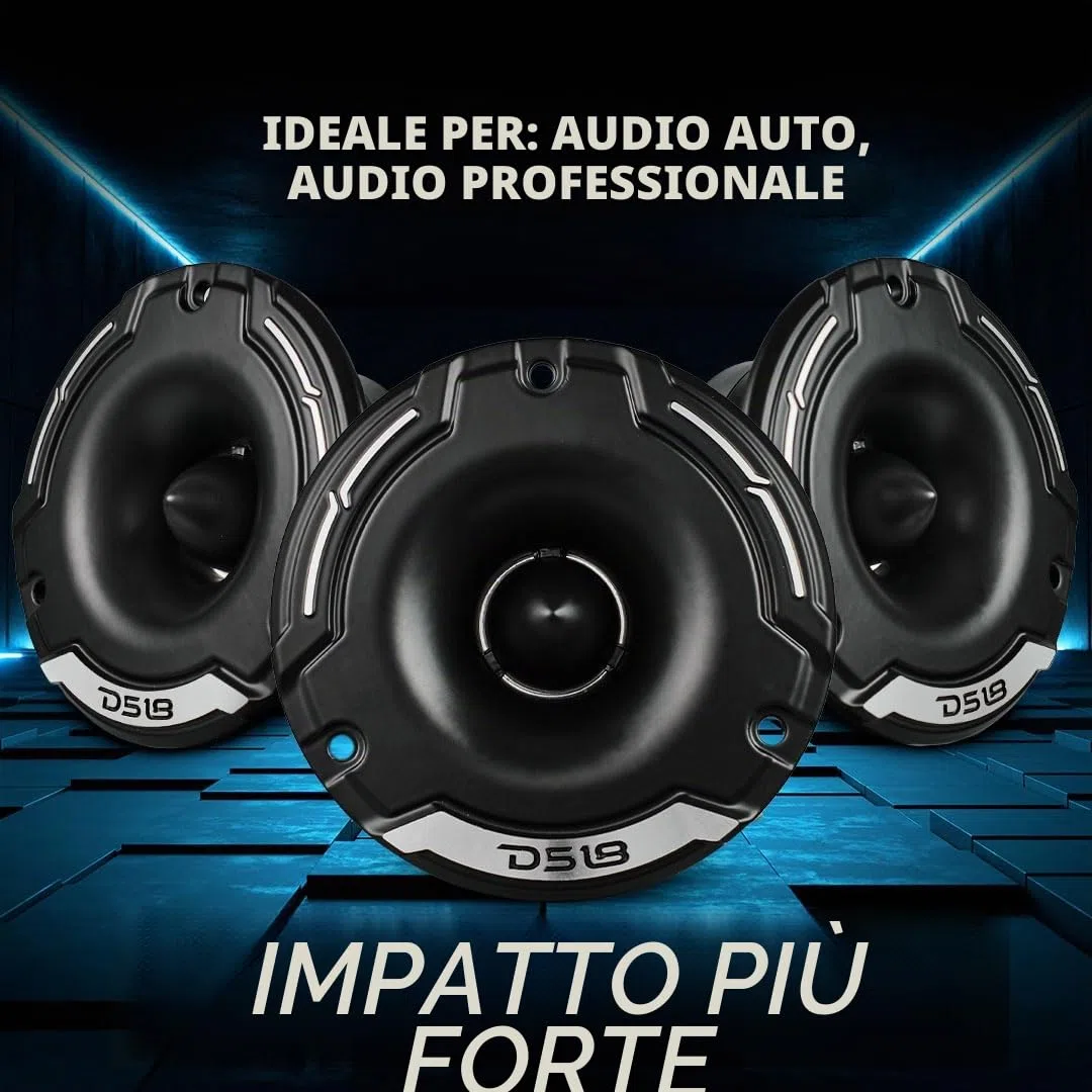 DS18 PRO-TWZ1 - Tweeter a compressione Super Bullet da 9,7 cm, 4 Ohm, bobina da 2,5 cm, in alluminio, ideale per sistemi audio Pro Car Audio, impressionante sensibilità 105 dB, coppia