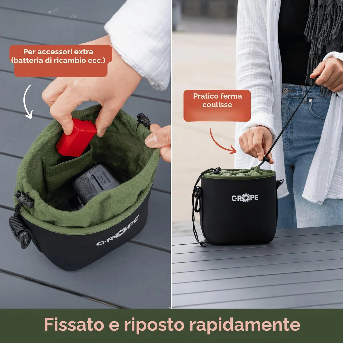 C-Rope Borsa per fotocamera in neoprene, custodia in neoprene con imbottitura in pile, impermeabile, accessori per fotocamera