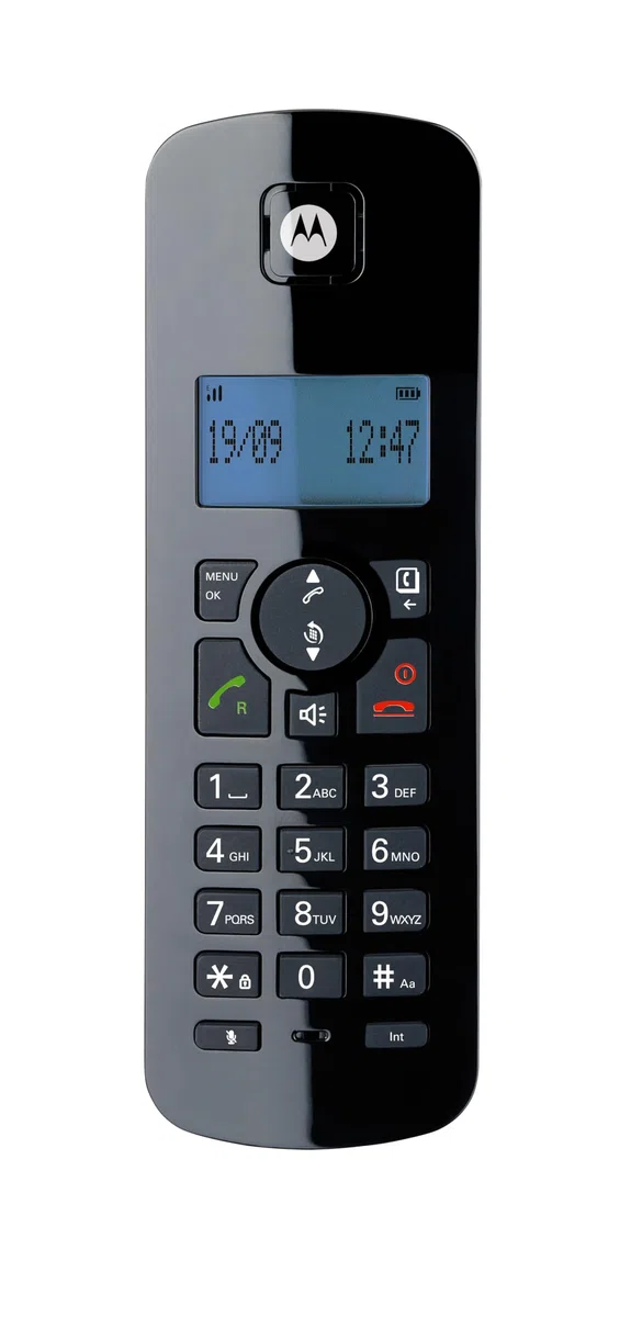 Motorola Voice - C4201 Telefono con filo con terminale cordless digitale, modalità di emergenza, trasferimento di chiamata, schermo retroilluminato, rubrica con 50 nomi e numeri