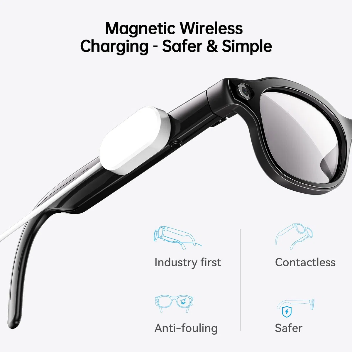 Occhiali intelligenti AI 2026 con fotocamera da 13 MP, ricarica wireless, assistente vocale AI, traduzione in tempo reale, altoparlanti aperti per audio, occhiali per registrazione video Bluetooth per