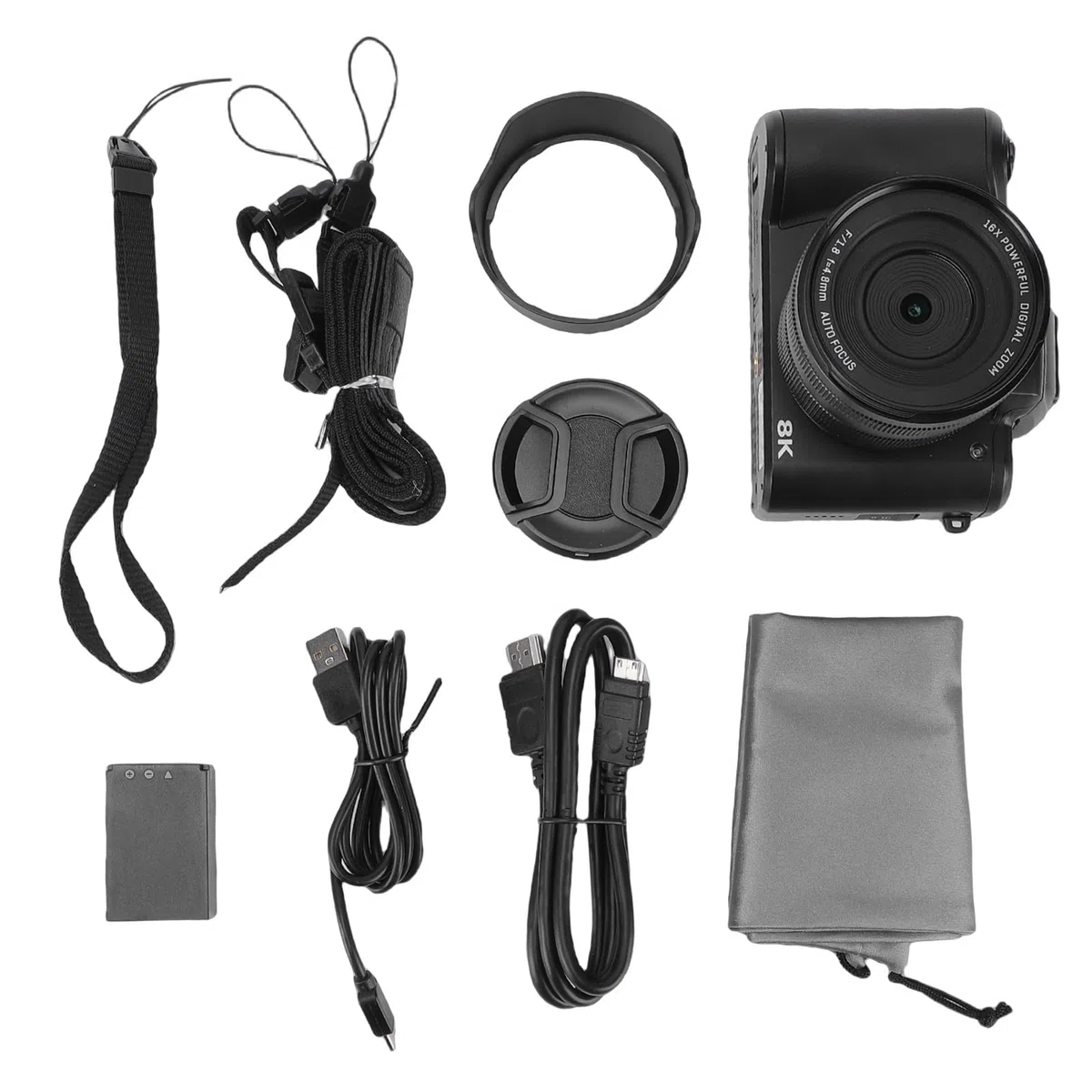 ASHATA Fotocamera digitale 8K 88MP HD con touch screen per principianti e appassionati di fotografia, nero