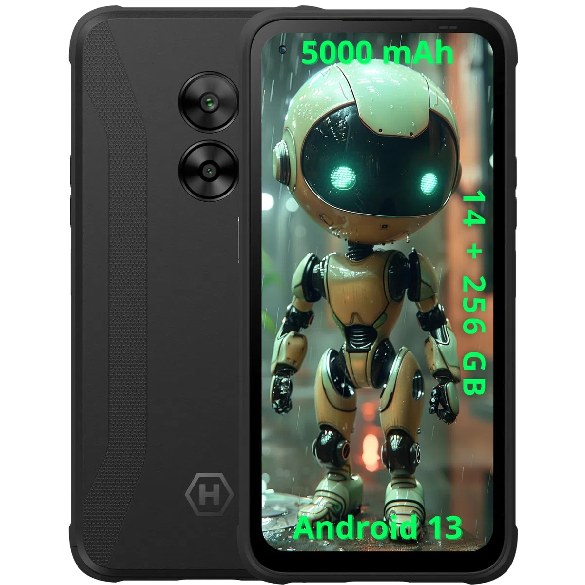 HAMMER FORCE 5G smartphone mega robusto, senza contratto, 5000mAh, doppia fotocamera da 50mpx, NFC, impermeabile, ottime riprese notturne e subacquee, test di caduta IP69 da 1,5m, schermo HD+ da 6,59