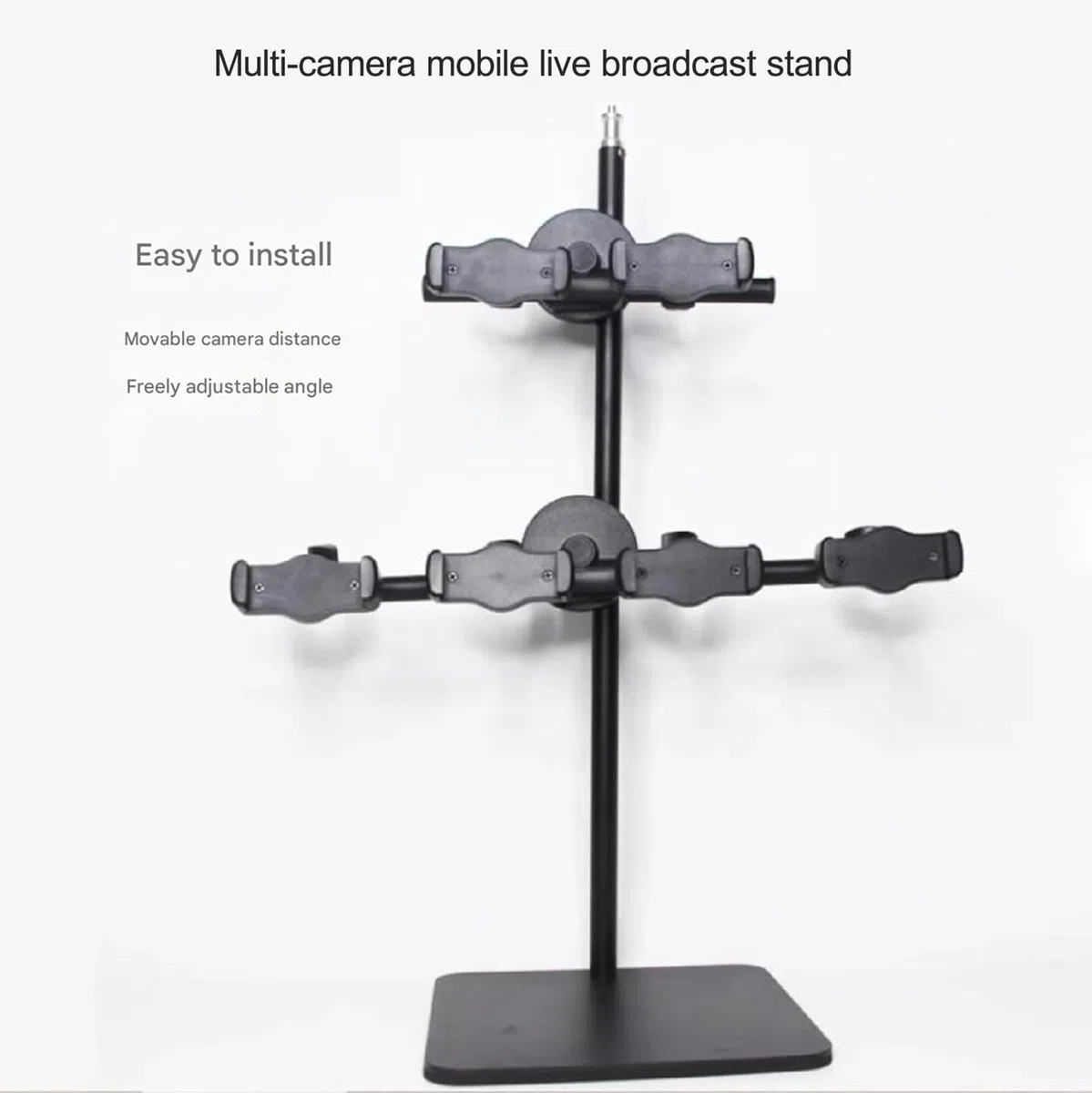 Generico Supporto per Il Controllo di più telefoni cellulari - Supporto in Metallo per Streaming Live e videoconferenze (2 Livelli, 4 telecamere) - Perfetto per creatori e Professionisti