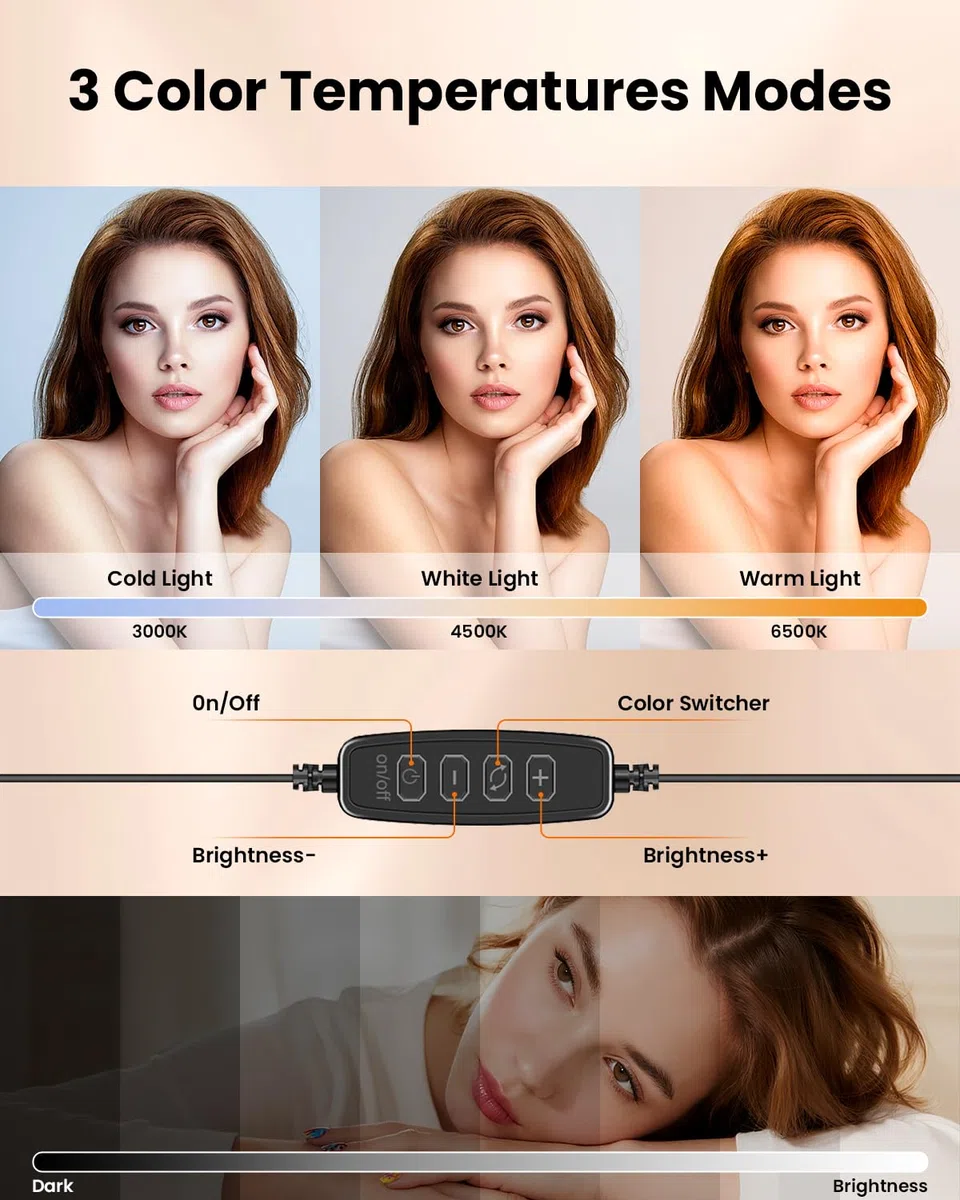 Luce ad anello con clip per computer portatile, illuminazione per videoconferenza, luce per webcam zoom per riunioni, monitor PC, MacBook/iMac/Trucco