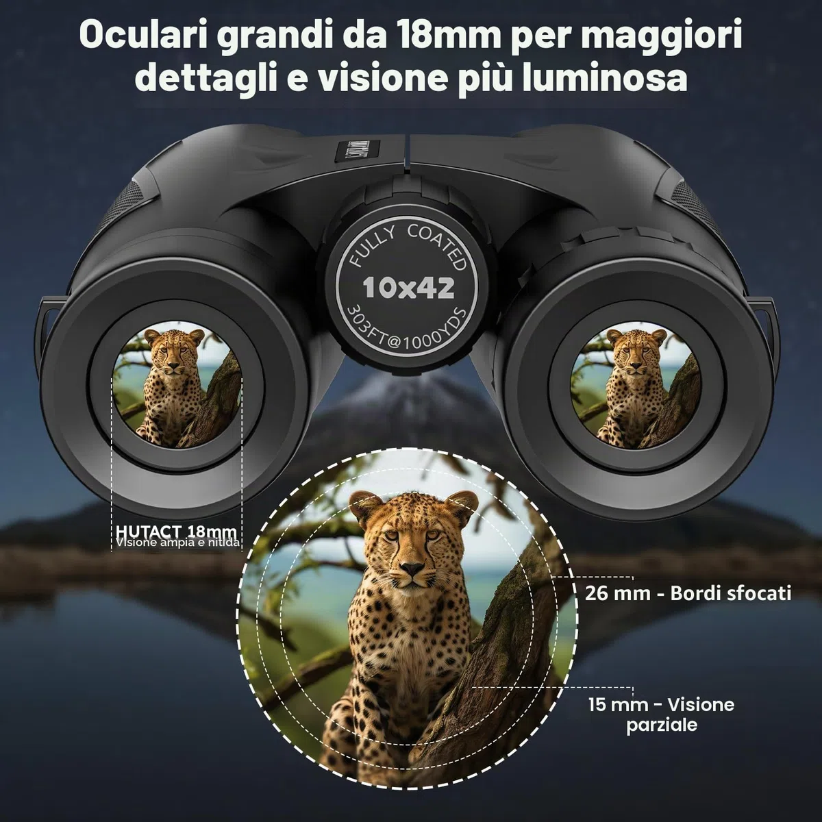 Binocolo Professionale Potente,10x42 Compatto Binocolo per Adulti- Prismi BaK4 e Lente FMC, per Birdwatching, viaggio trekking Teatro e Concerti, Caccia e Giochi Sportivi