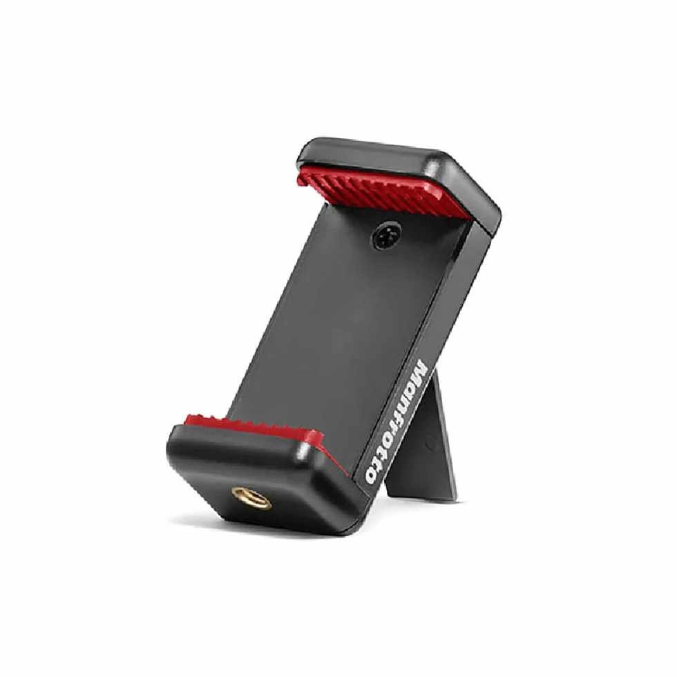 Manfrotto Mini Treppiede con Clamp per Smartphone Universale, Made in Italy, per iPhone Con o Senza Custodia, CSC, Vlogging, Videografia, Nero, MKPIXICLMII-BK