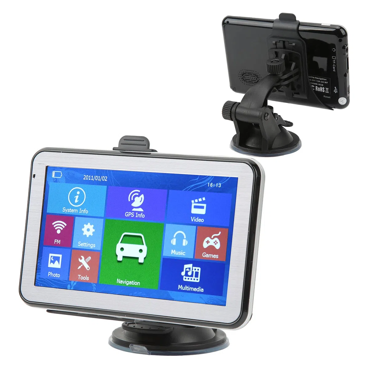 Navigatore GPS per Auto Forte Risoluzione HD Navigazione 3D Trasmissione FM Schermo da 5 Pollici Navigazione GPS per Camion per Cabine