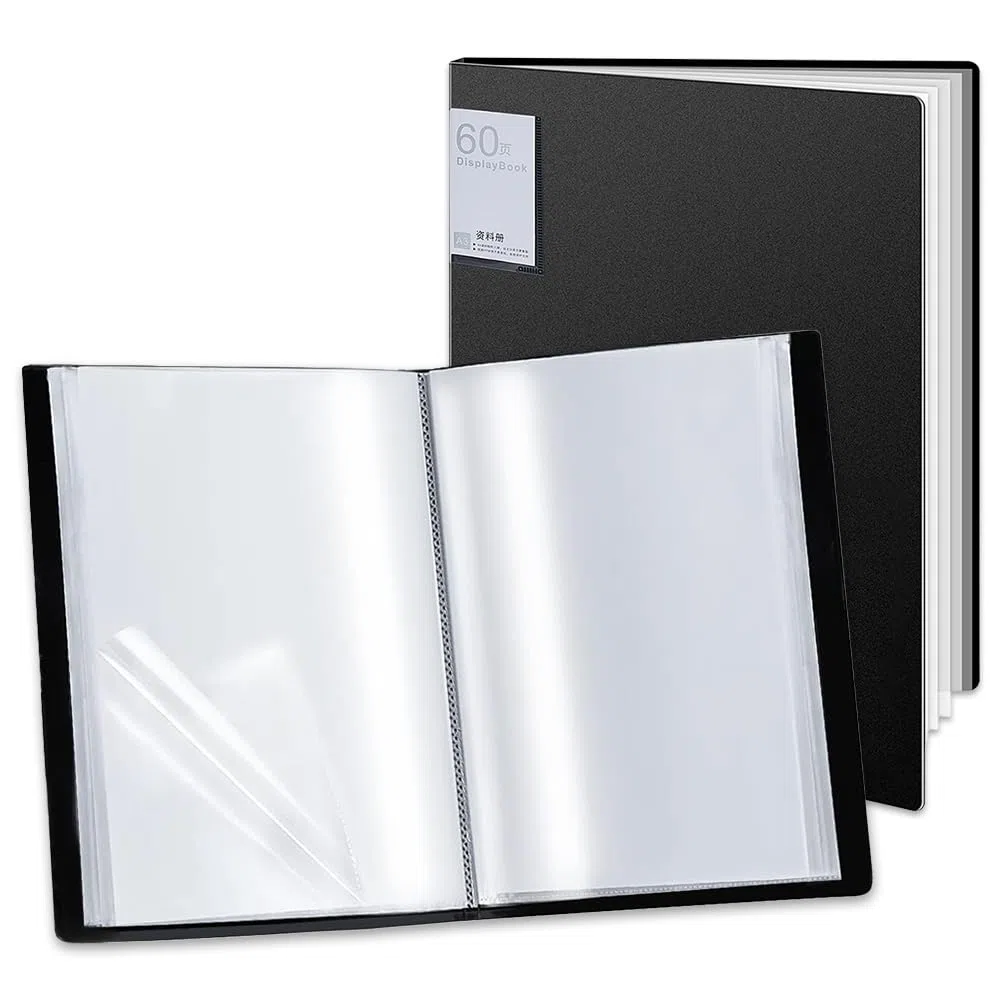 SUPERFINDINGS Cartellina in formato A3, nera, con 30 tasche, raccoglitore con fogli trasparenti, 60 pagine, per documenti, foto, opere d'arte, progetti