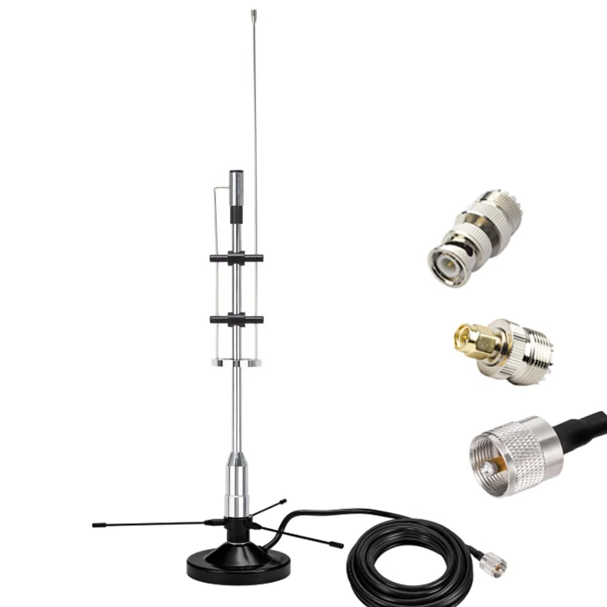 Antenna GMRS da 2 m, 70 cm, per esterni e interni, antenna scanner per polizia per casa, VHF UHF UHF FM CB GMRS ADSB per SDR/Air FM Ricevitore FM/ADSB Flightaware, cavo da 5 m BNC SMA SO239 base
