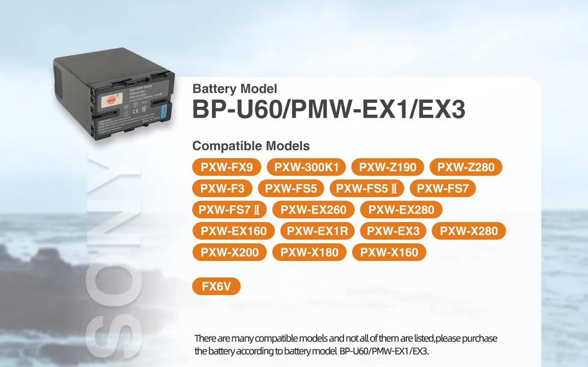 DSTE BP-U60 Li-Ionen Batteria Compatibile con Sony PXW-FS5 PXW-FS7 PMW-EX1 PMW-EX1R PMW-EX3 PMW-EX160 PMW-EX260 PMW-EX280