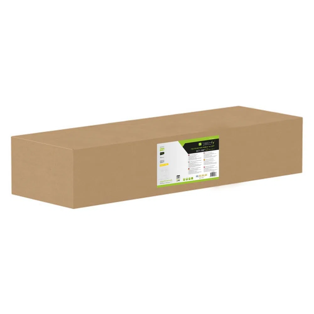 Techly 360752 Supporto da Pavimento TV LCD/LED 52-110" Altezza Regolabile 2 Mensole Nero