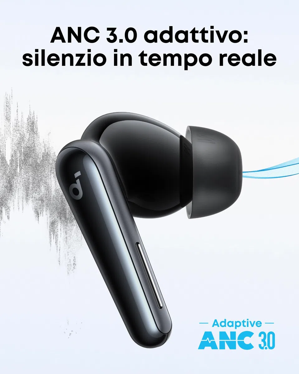 Soundcore Liberty 5 by Anker Cuffie Bluetooth Wireless con Cancellazione del Rumore, Riduzione della Voce 2X più Forte, ANC in Tempo Reale, Dolby Audio, Chiamate Chiare con 6 Mics IA, Lunga Durata