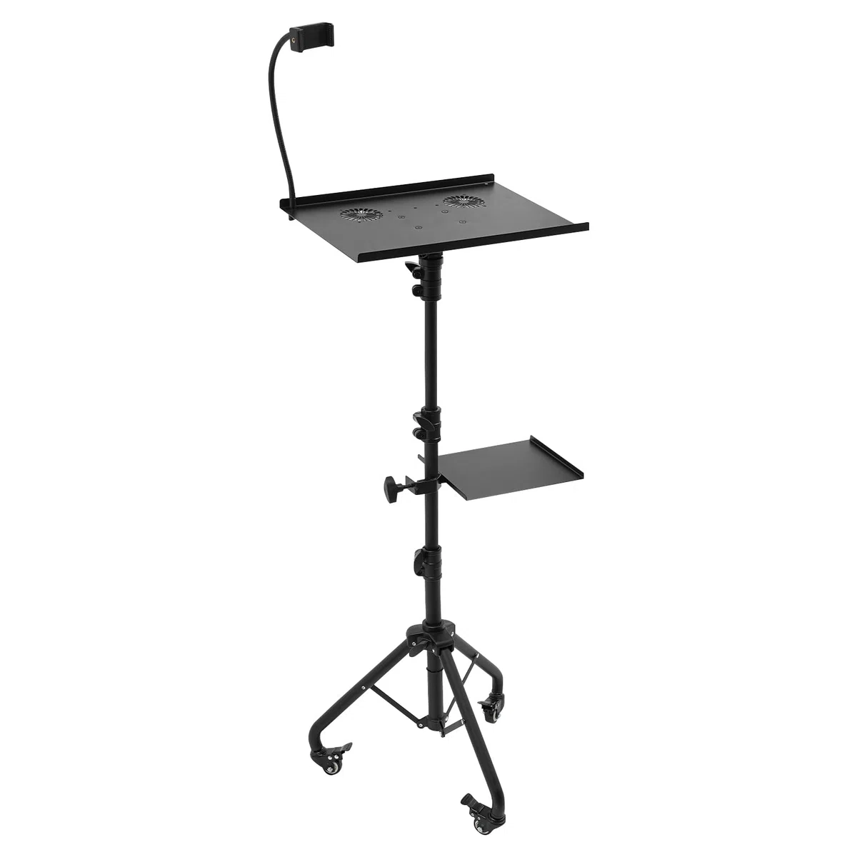 Supporto multifunzione per computer portatile e proiettore con 3 ruote (con freni), altezza regolabile e inclinazione, per laptop proiettore fotocamera, film all'aperto