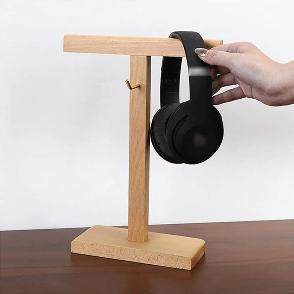 Supporto Cuffie Stand Cuffie Supporto Per Cuffie Doppio In Legno Massello Supporto Per Cuffie Da Gioco Semplice Con Gancio Di Avvolgimento Supporto per Cuffie ( Blue : Bronze , Size : 9.5*3.2*12.8in )