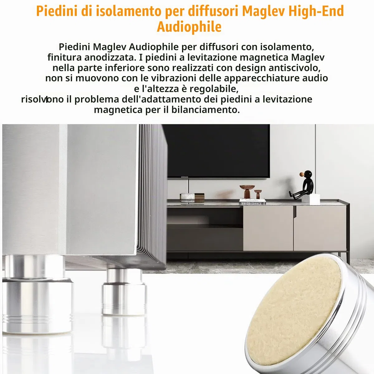 4 piedini isolanti per altoparlante in alluminio HiFi audio ammortizzatore piede Maglev piedi altoparlante stand (5350)