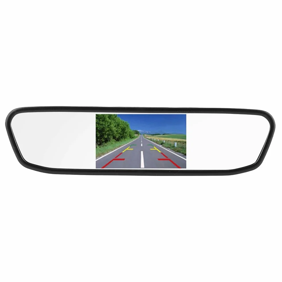 Monitor per Specchietto Retrovisore Auto Schermo LCD TFT HD 4,3 Pollici Risoluzione 480x272 con Doppio Ingresso Video AV1 AV2 per Parcheggio Notturno, Guida in Autostrada, Utilizzo in Famiglia