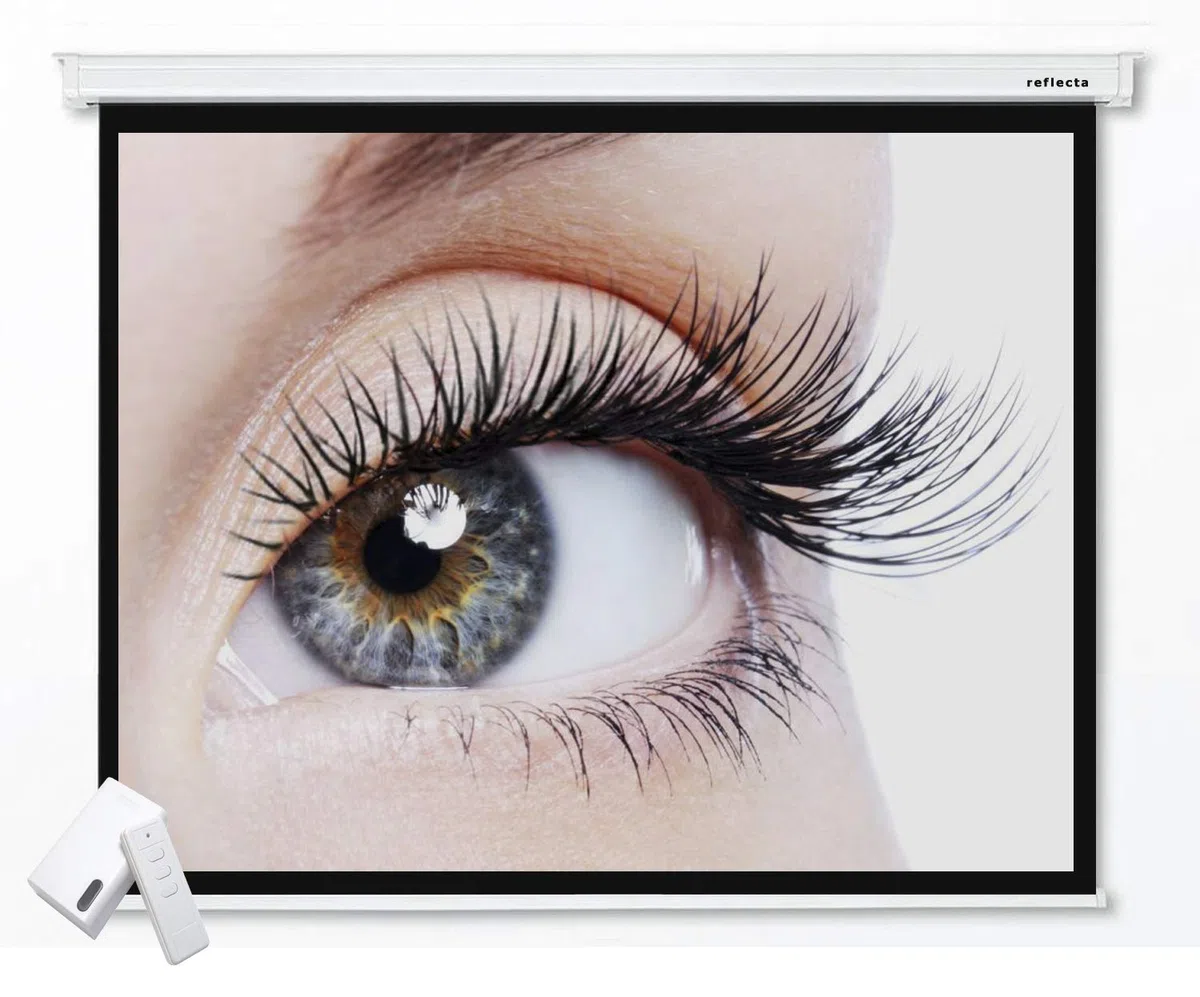 Home Theatre & Business - Schermo motore universale per videoproiettore, 200 x 159 (196 x 147), lunghezza alloggiamento 227 cm, 4:3/97", HDTV/Full HD, 3D, 4K, alloggiamento quadrato, lato sinistro,