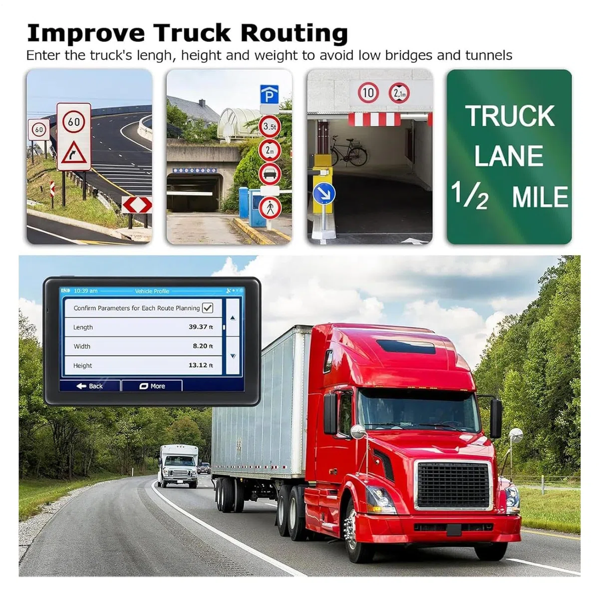 GPS Auto | Navigatore GPS da 18 Centimetri - Dispositivo con Touch Screen | e Display di Mappe per Lunghi Viaggi Veicoli Camping-Cars Camion Uomini Donne