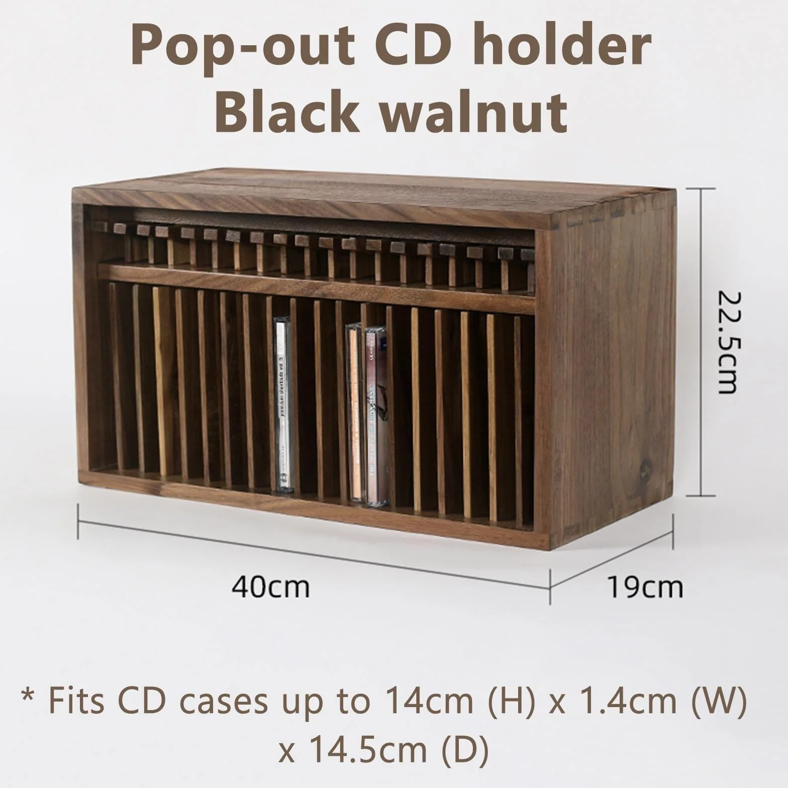 Scaffale in legno per CD, organizer vintage per DVD, può contenere 19 custodie standard per CD, scaffale da scrivania, struttura a coda di rondine, per casa o ufficio