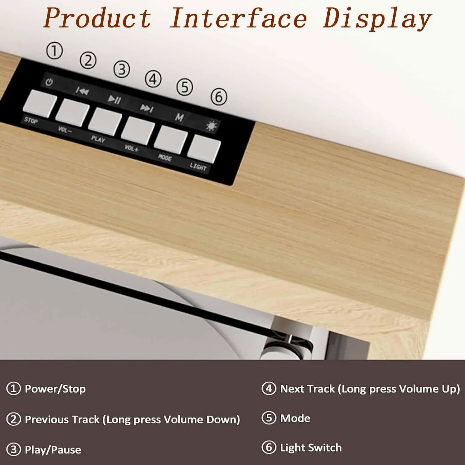Lettore CD montabile a parete con telecomando e altoparlanti, cornice decorativa musicale con uscita 2 vie/USB/AUX e 6 effetti di illuminazione per corridoio di casa