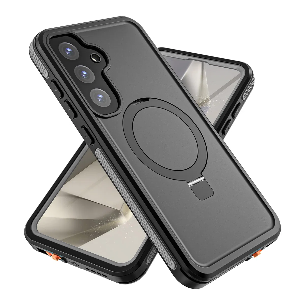 Beeasy Cover per Samsung Galaxy S25 Plus Impermeabile con Cavalletto,con MagSafe,Protezione Fotocamera/Schermo,360 Militare Antiurto Resistente Custodia,Indistruttibile Subacquea Waterproof Case