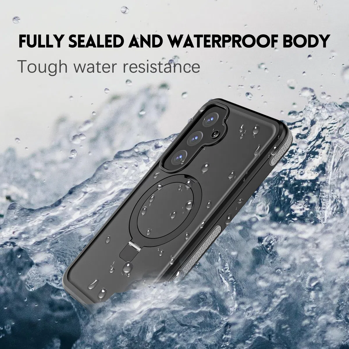 Beeasy Cover per Samsung Galaxy S25 Plus Impermeabile con Cavalletto,con MagSafe,Protezione Fotocamera/Schermo,360 Militare Antiurto Resistente Custodia,Indistruttibile Subacquea Waterproof Case