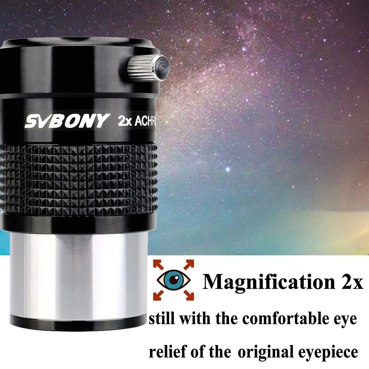 Svbony SV118 Lente di Barlow 2x, Barlow Acromatica da 1,25", Oculare di Barlow a Pellicola FMC per Osservazioni Visive e Astrofotografia