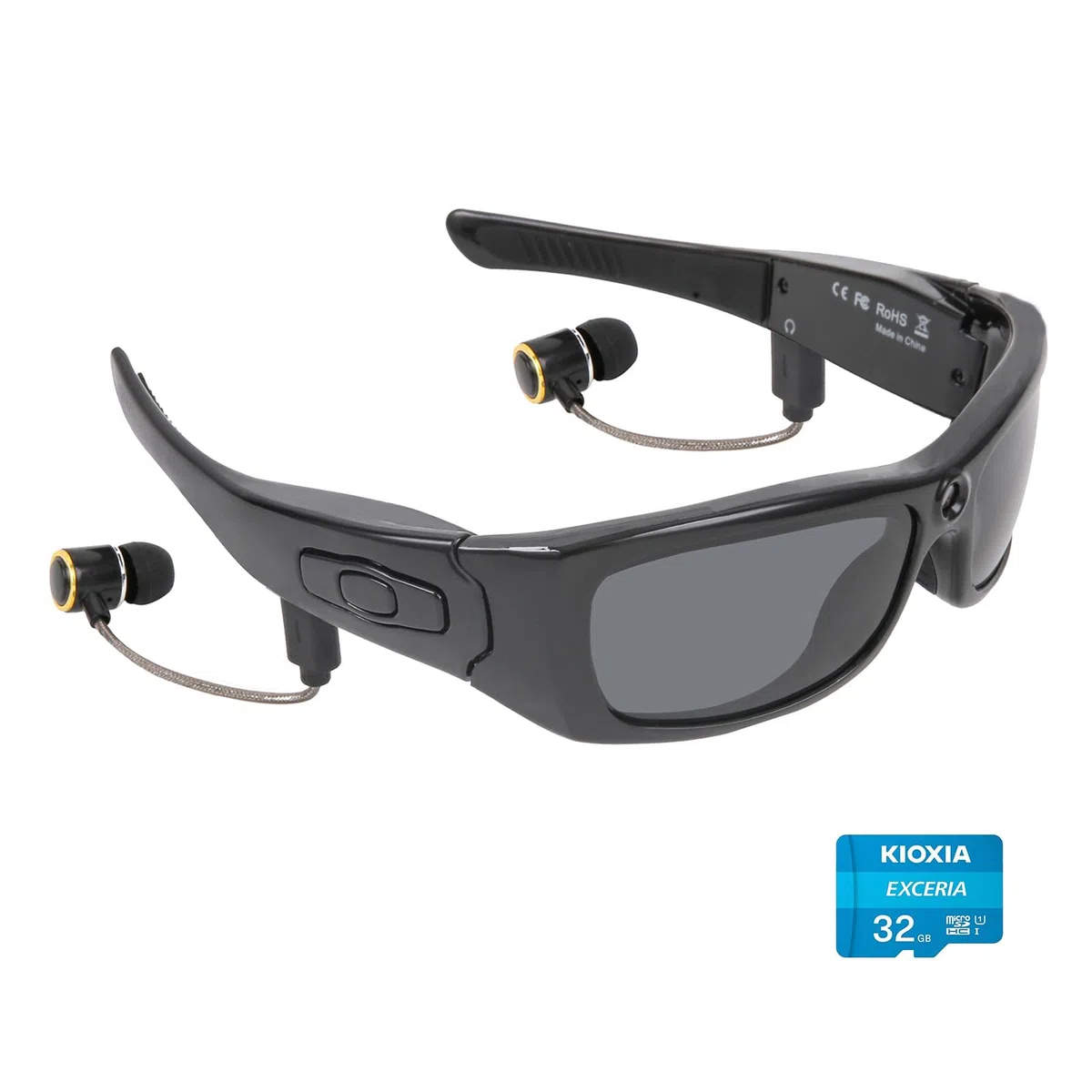 Occhiali da sole con fotocamera, occhiali da sole Bluetooth Full HD 1080p, con lenti polarizzate con protezione UV, per attività all'aperto e viaggi (inclusa scheda TF da 32 GB)
