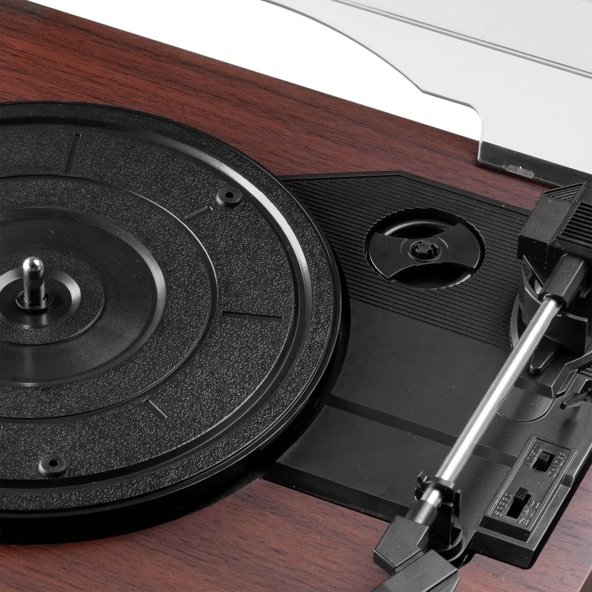 Audizio Reno – Giradischi con altoparlante Bluetooth – Retro Giradischi – Lettore in vinile per 33/45/78 RPM, Turntable in vinile con trasmissione a cinghia, giocatori vintage – rame