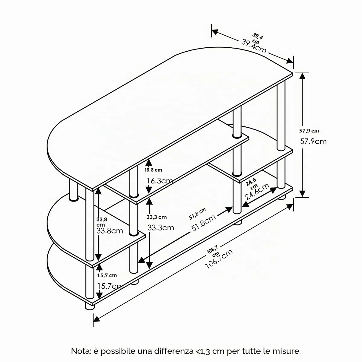 Furinno Jaya Mobile Porta TV, Nero