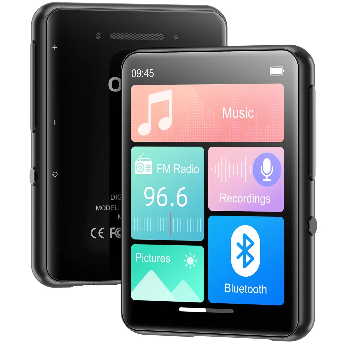 128GB Lettore MP3 Bluetooth 5.4, Oilsky 2,4'' Schermo Touch Mp3, Lettore Musicale MP3 Portatile con Altoparlanti, Radio FM, Ebook (Nero)