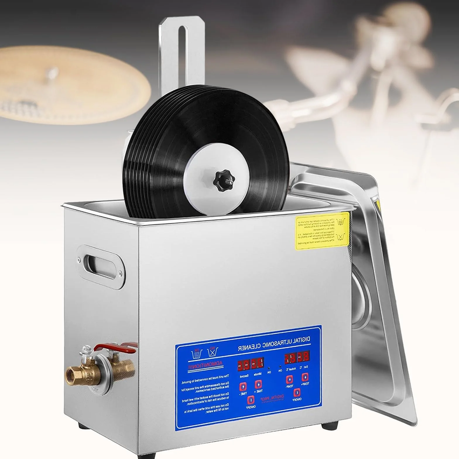 Macchina per la pulizia di dischi in vinile ad ultrasuoni, pulizia a doppia faccia con rotazione automatica, potenza 180 W, timer 30 min per manutenzione professionale LP