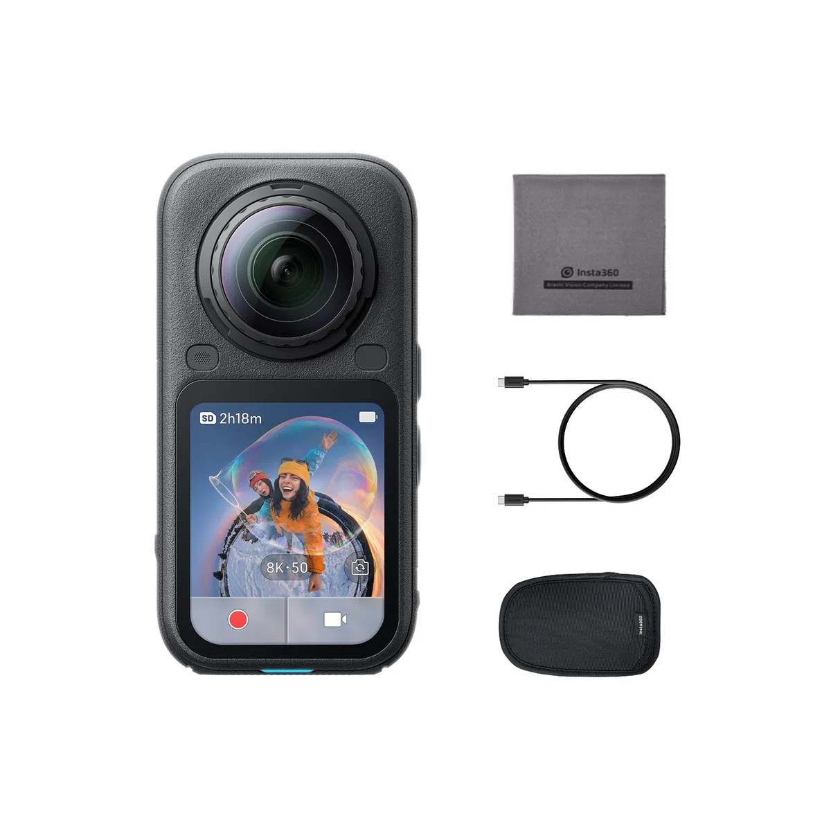 Insta360 X6 - Action cam 360 8K con sensori da 1/1,1″, Nero notte | Videocamera, doppio sensore quadrato personalizzato da 1/1,1″, triplo chip IA, lenti sostituibili 2.0, 140 min di video in 8K