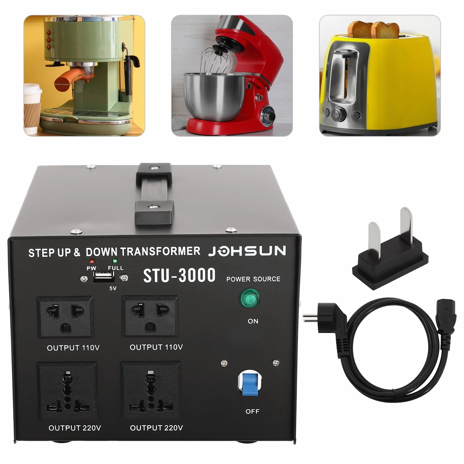 Trasformatore di tensione da 2400 W, Trasformatore multifunzione, Conversione da 110 V a 220 V, Trasformatore di tensione per tutti i dispositivi elettronici ed elettrici