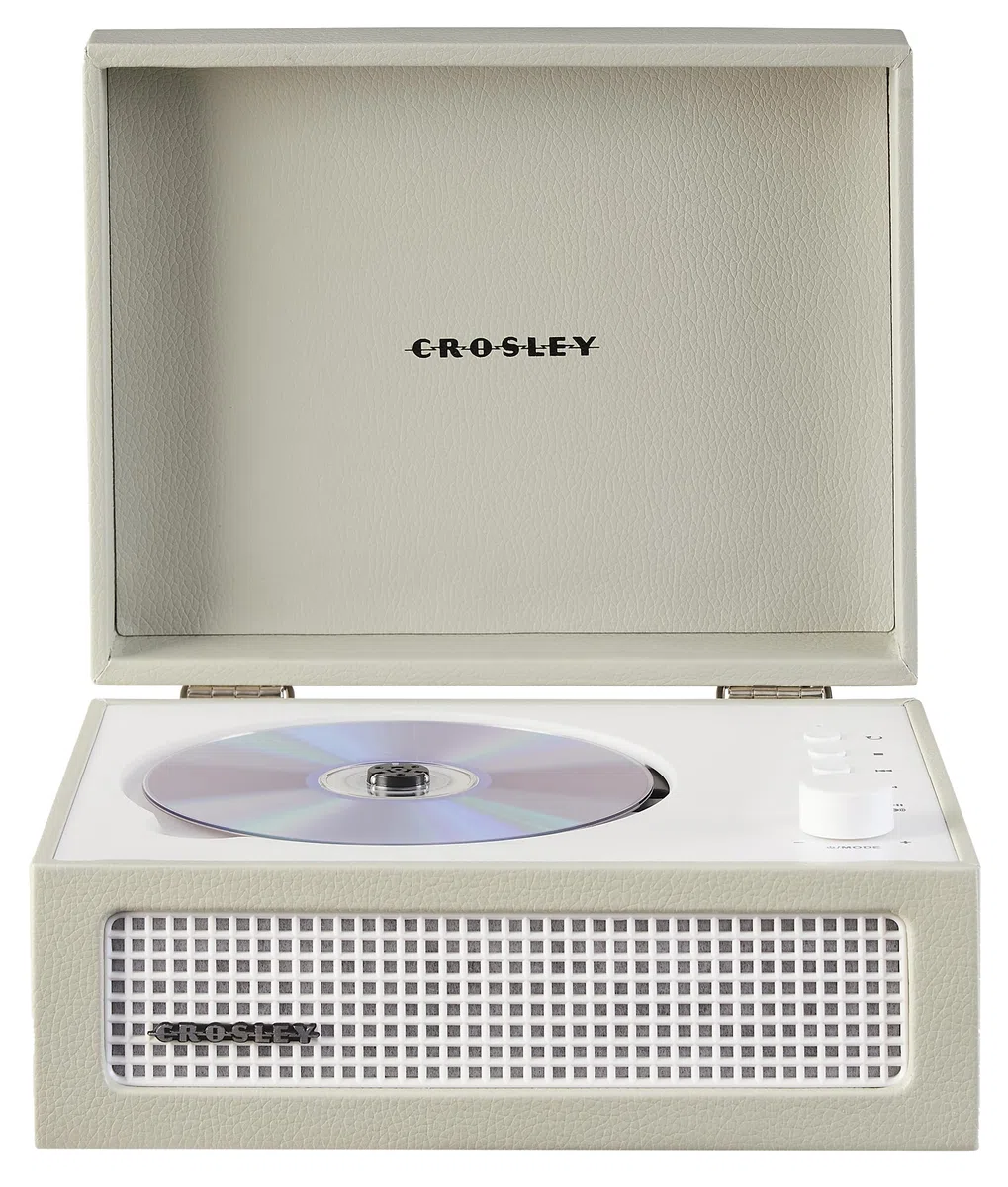 Crosley CR3517A-DU Voyager - Lettore CD portatile retrò con altoparlanti stereo Bluetooth e radio FM, Dune