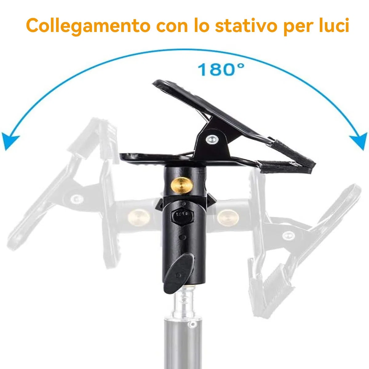 UTEBIT 2 * Riflettore Morsetto in Metallo da 180 Gradi con Vite da 1/4 a 3/8 di Pollice Adattatore per Reflector per Fotografia, Supporto Leggero, Treppiede