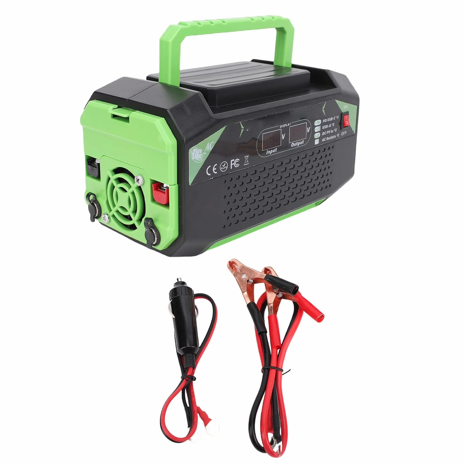 Generic Design Compatto con Inverter per Auto da 300 W con Porte di Ricarica Rapida per Smartphone e Laptop, Ideale per Viaggiatori e Primi Soccorritori