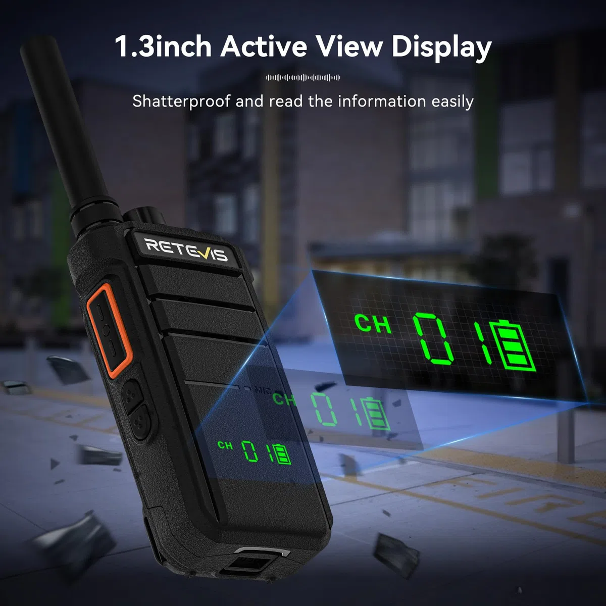 Retevis RB626H Walkie Talkie Lungo Raggio, Ricetrasmittenti Professionali Caricatore a 6 Vie 2000mAh, con Schermo, VOX, llarme di Emergenza Walkie Talkie Portatile per Sicurezza,Scuola(Nero,6 Pezzi)